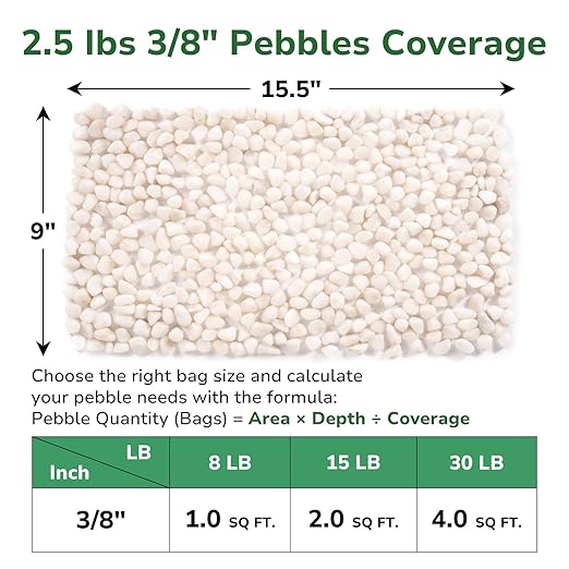 GreatBuddy 2.5-lb Decorative Rocks for Indoor Plants, 3/8" White Pebbles, Small Rocks for Potted Plants, Succulent, Vases, Aquariums, Fish Tanks, Garden Landscaping, Natural Polished