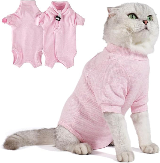 Breathable Cat Recovery Suit for Female/Male, Anti-Licking Kitten Onesie - Cat Surgery Pajamas with Sleeve After Spay, Prevent Shedding, Abdominal Wounds, Skin Diseases or E-Collar Alternative