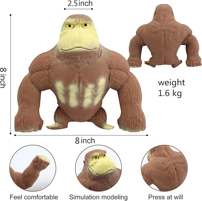 Stretchy Glue-Sand Filled Rubber Gorilla Soft Latex Decompression Doll Toy, Animal High-Elastic Stretchable, Adults' Decompression Toy
