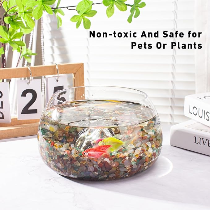 Colorful Agate Crystal Stones Crushed Quartz Chips Bulk 3 Lb, Natural Polished Tumbled Gemstones Gravel Rocks for Aquarium, Garden and Home Decoration