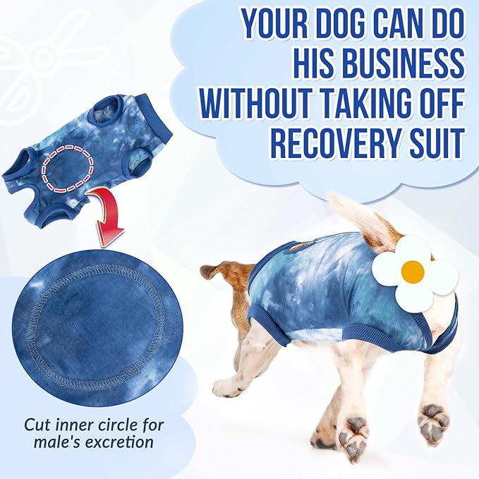 Lukovee Recovery Suit for Dogs, Onesie Surgery Recovery Suit for Female Male Dogs, Abdominal Wounds Cone E-Collar Alternative Prevent Licking Spay Recovery Suit (TBL,L)