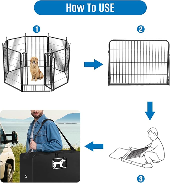 SIRUITON Dog Playpen Storage Bag Fits 24" H 8 Panels and 9 Stakes Suitable for Foldable Exercise Pet Playpen, RV Dog Fence Travel Bag,with Reinforcing Plate & Shoulder