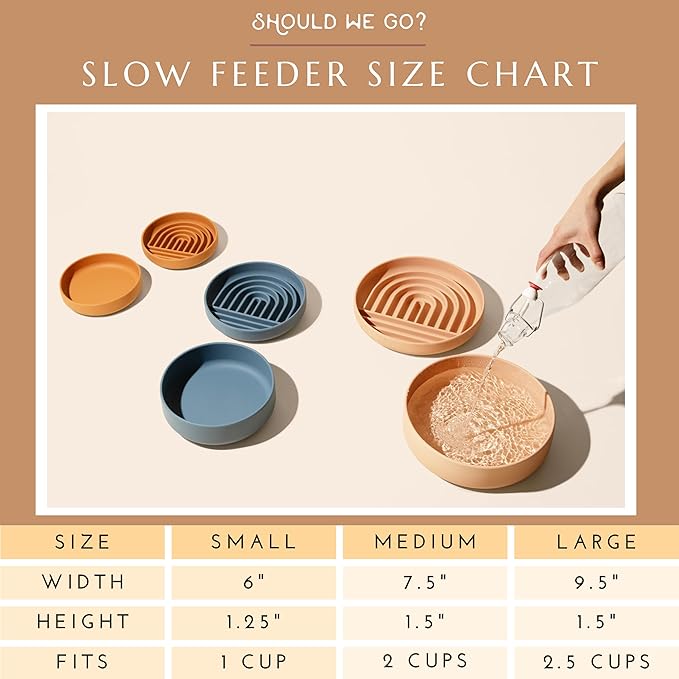 The Slowdown Bowl Silicone Slow Feeder for Dogs & Puppies, Slow Eating, Modern Lick Mat Design, Reduces Gulping, Fits 2 Cups 7.5” Across x 1.5” Tall, Mealtime Challenge, Medium-Sand
