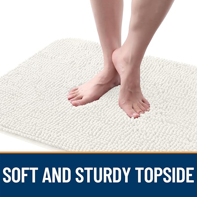 OLANLY Dog Door Mat for Muddy Paws 24x16, Absorbs Moisture and Dirt, Absorbent Non-Slip Washable Doormat, Quick Dry Chenille Mud Mat for Dogs, Entry Indoor Entryway Carpet for Inside Floor, Ivory