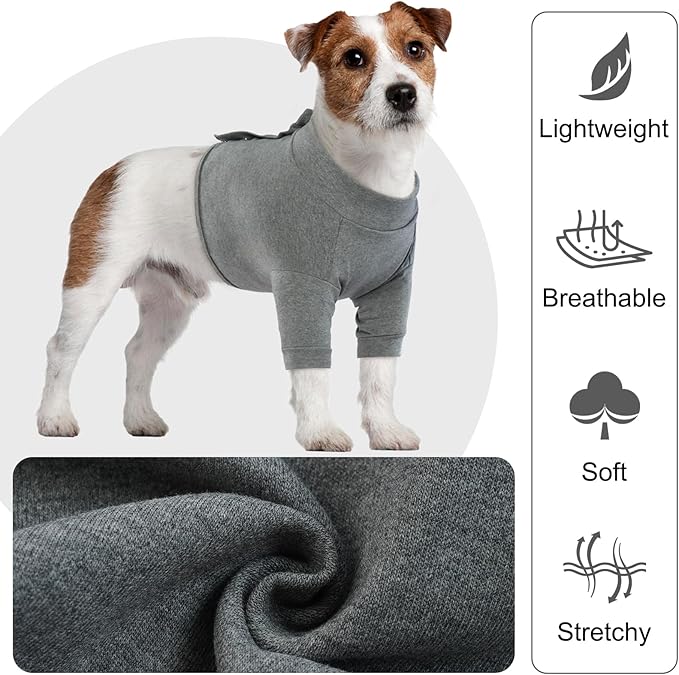 IDOMIK Dog Recovery Suit, Dog Surgery Recovery Suit Front Legs, Comfy Joint Leg Sleeves After Surgery, Elbow Braces Protector for Leg Injuries & Joint Pain, Cone Collar Alternatives,Grey,S