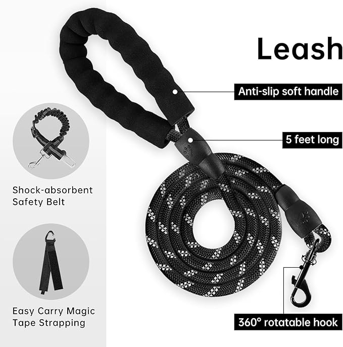 IVY&LANE No Pull Dog Harness with Leash Set, Reflective No Choke Pet Vest,Adjustable Oxford Dog Vest Harness with Easy Control Handle for Medium Lagre Dogs (Checkered Beige,M)