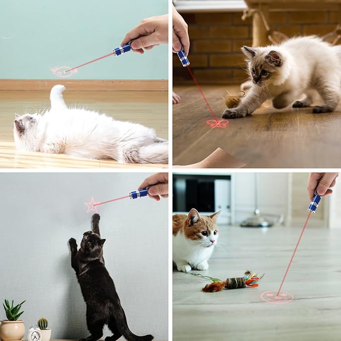 EAWONGEE Cat Toys, Interactive Toy for Cats with 7 Light Projection Modes, Interactive Kitty and Pet Dog Toy for Training Chaser, 2 Pieces Blue