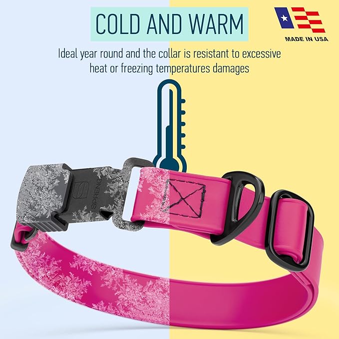 Dogline Biothane Waterproof Dog Collar with Herm Sprenger Stainless Steel Quick Release Buckle – Heavy Duty Tactical Durable Collar for Dogs – Comfortable and Safe Pet Collar, W 1" L 15-25", Magenta