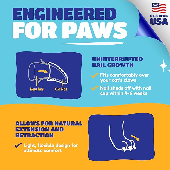 Soft Claws Cat Nail Caps for Medium Cats – (40 Caps, Purple) - Veterinarian-Developed | Protects Furniture & Skin - Easy to Apply, Long-Lasting Anti-Scratch Soft Cat Claw Covers