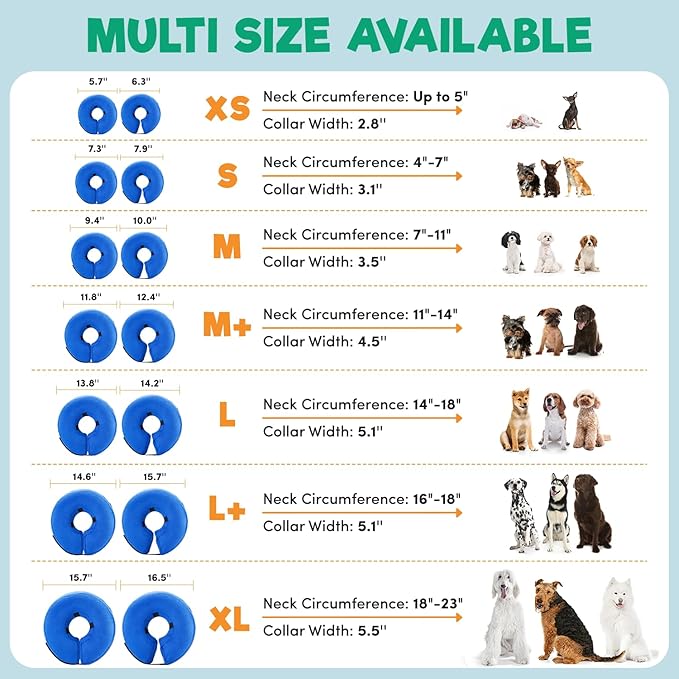 BENCMATE Inflatable Dog Cone Collar Alternative, Soft Dog Cone for Small Medium Large Dogs and Cats, Neck Recovery ECollar Donut Collar After Surgery (X-Large, Blue)