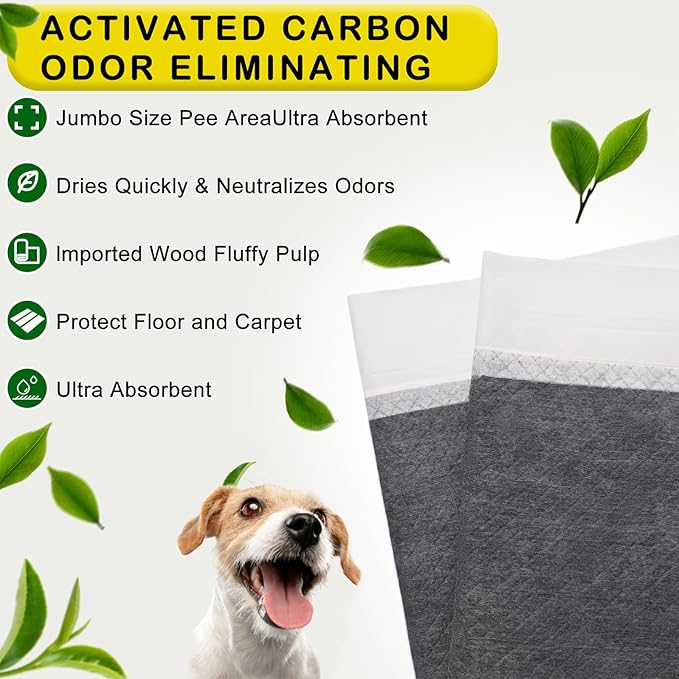 ELEGX 48"x36" Extra Large 40 Pcs Odor-Control Super Absorbency Charcoal Pee Pads for Dogs,Leak-Proof Pet Training Pee Pads,Thicken Disposable Potty Pads Puppy Training Pads for Cats Rabbits