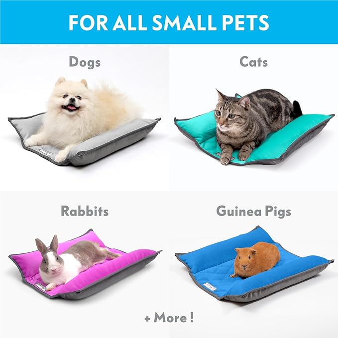 Paw Inspired Snuggle Bunny Bolster Bed for Rabbits, Cats, Dogs and Other Small Pets, Reversible Fleece Flop Bedding with Padded Sides (Gray/Pink)