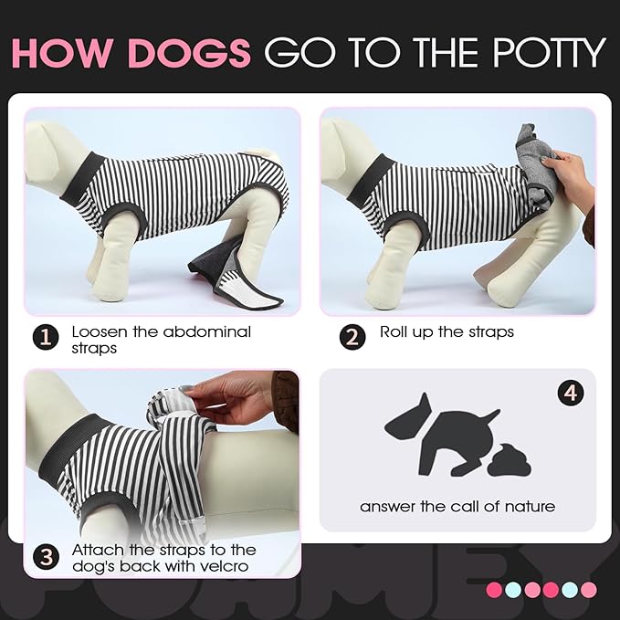 FUAMEY Dog Recovery Suit Male,Dogs Surgery Neuter Suits Puppy Spay Shirts for Female Protect Dog's Skin Anti Licking Abdominal Wounds Doggie Onesie Pet Bodysuit Alternative to Cone Gray Stripes M