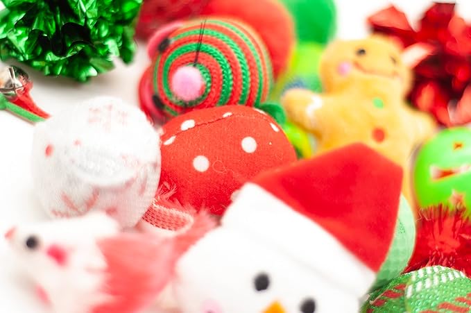 Fashion's Talk Holiday Festive Red Variety Pack Gift Box Cat Toy with Catnip, Box 20 Count