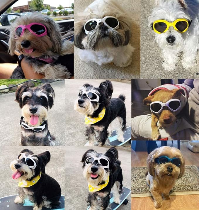LECONPET Small Dog Sunglasses Waterproof Windproof UV Protection Pet Sunglasses Dog Goggles for Doggy Puppy Cat (Pink)
