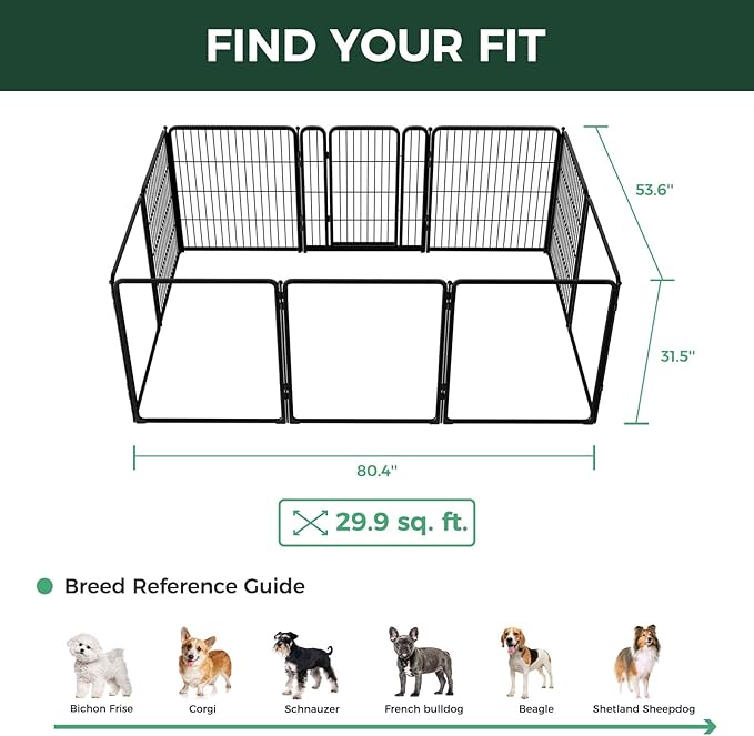 FXW Homeplus Unleashed Indoor Dog Playpen - Stress-Free and Safe Play, Heavy Duty 32 Inch 5 Acrylic Panels + 5 Wire Panels Dog Pen for Small and Medium Dogs, Black│Patented