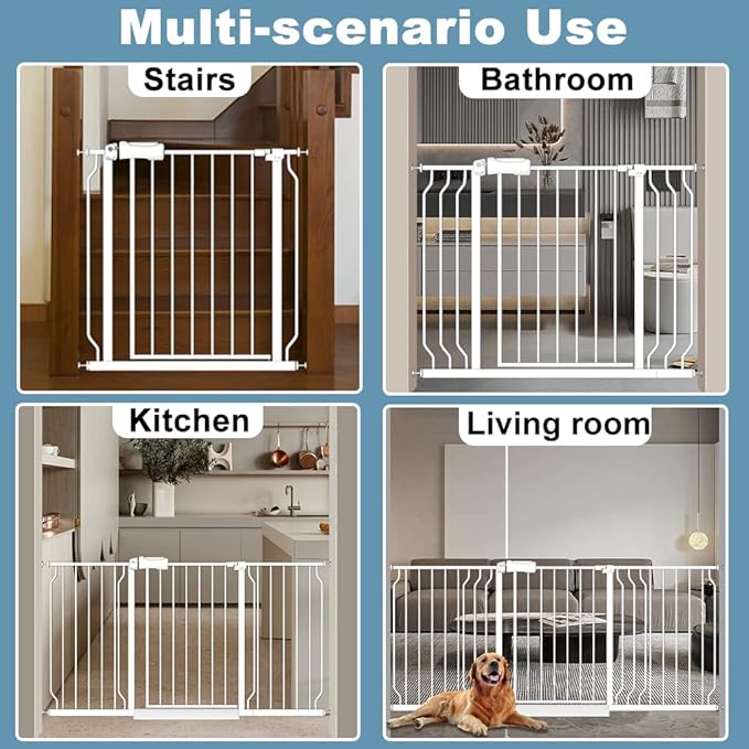 Narrow Baby Gate 24 to 29 Inch Wide Pet Gate Pressure Mounted No Drill Safety Gate Walk Through Metal Child Gate for Kids Stairs or Pets Indoor White
