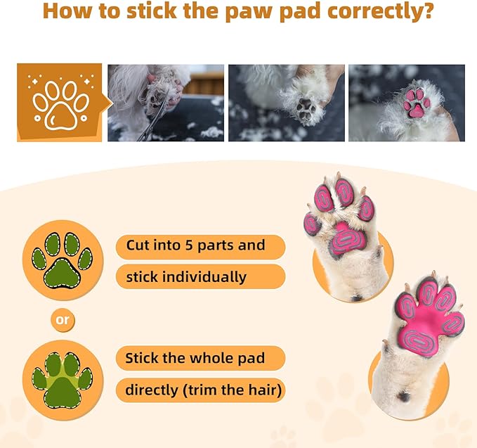 Non-Slip Dog Paw Protector Pads for Senior Dogs, Dog Paw Adhesive Pads on Hardwood Floor,Senior Pets Essentials with Strong Traction,Puppy Grippers,Pink,12 Sets 48 pc M