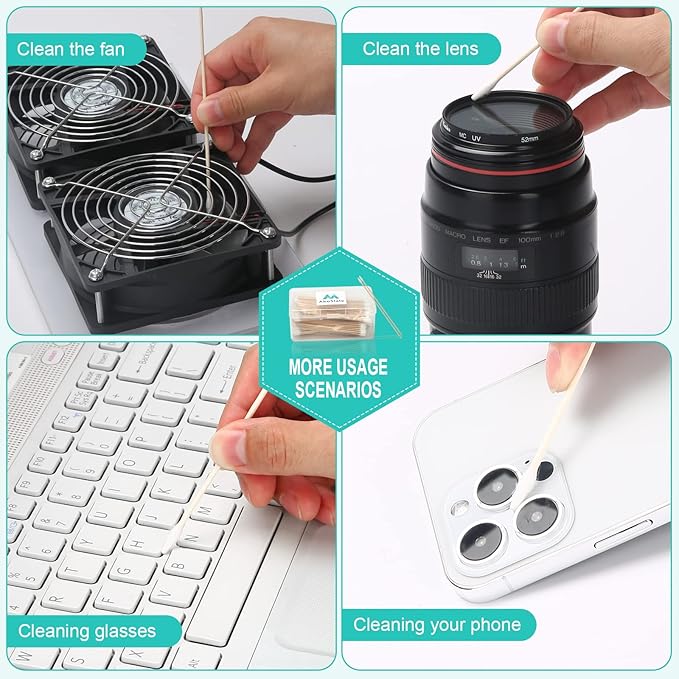 Extra Long Cotton Swabs, 400 Counts, 6-Inch | Lint-Free Tips for Gentle Cleaning of Small Dogs, Guns, Electronics, Makeup, and Crafts | Durable Wooden Sticks with Convenient Storage Box