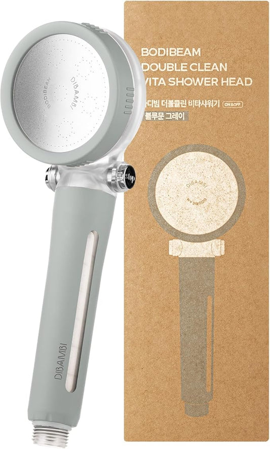 Filtered Handheld Shower Head with Vitamin C & Sediment Filter, High Pressure Water Flow, Water Saving, Reduces Chlorine for Dry Skin & Hair, On/Off Switch, Made in Korea - Bluemoon Gray