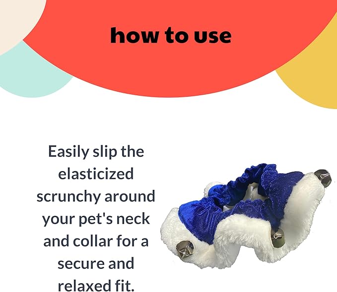 Huxley & Kent Ruff Pet Scrunchy | Hanukkah (Small) | Festive Christmas/Holiday Neckwear for Dogs/Cats | Fun Stretchable Costume Accessory | Soft Collar with Bells