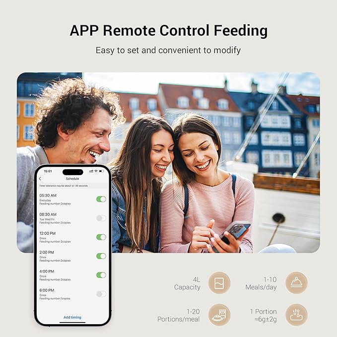 Espelho Automatic Cat Feeders WiFi: Food Dispenser with App Control 2.4Ghz WiFi- Smart Timed Cats Feeder with Voice Recorder| 4L Auto Pet Feeder for Cat and Small Dog- Up to 10 Meals per Day