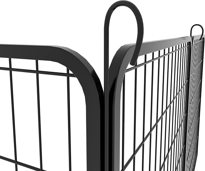 Dog Playpen, Outdoor Dog Fence, 8 Panels, 40" H Dog Pen for Large/Medium/Small Dogs, Heavy Duty Metal Pet Fence with Gate, Portable Dog Fence for RV Camping and Yard (Black)