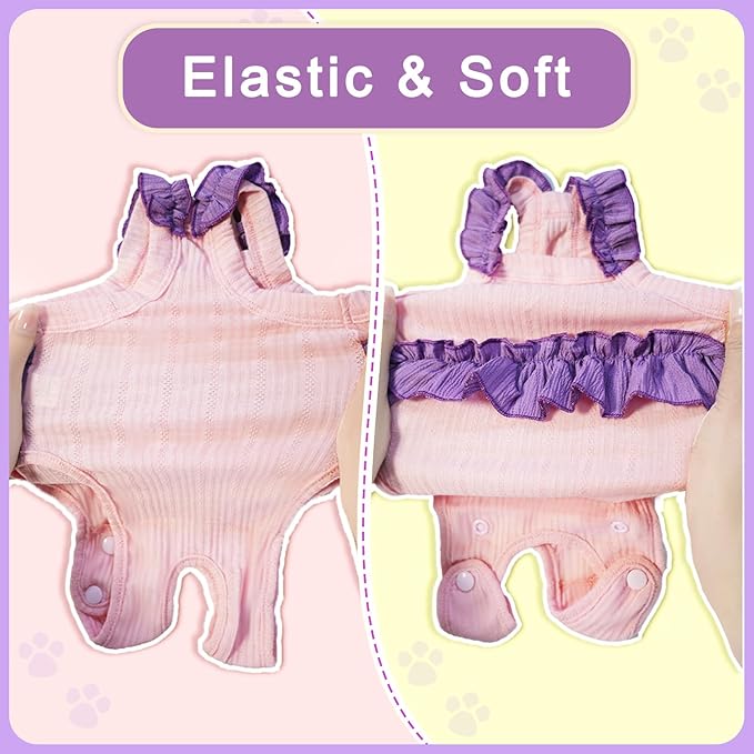 Cat Recovery Suit,Kitten Onesie After Surgery,E-Collar Alternative for Abdominal Wound and Skin Diseases,Soft Breathable Bodysuit After Spay（Beige-s）