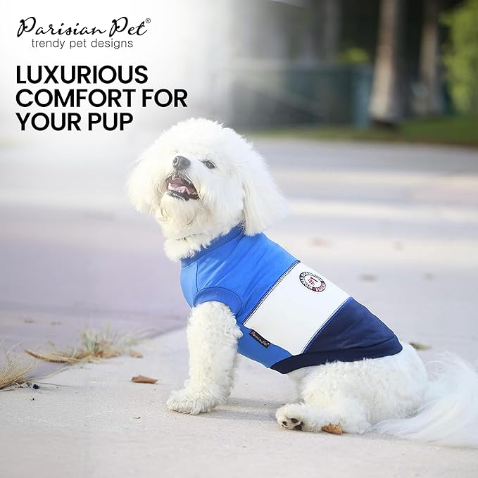 Parisian Pet Embroidered 'Worlds Champion' Dog Shirt - Lightweight Sleeveless Color Block Tee - Machine Washable, Medium Dogs