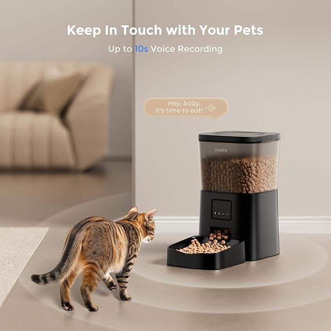 Espelho Automatic Cat Feeders WiFi: Food Dispenser with App Control 2.4Ghz WiFi- Smart Timed Cats Feeder with Voice Recorder| 4L Auto Pet Feeder for Cat and Small Dog- Up to 10 Meals per Day