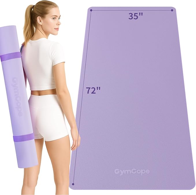 Extra Large Yoga Mat - 72"x35", 72"x48", 78"x57" - Wide TPE Exercise Mat for Home, Stretching, Couples & Family Workouts - 6-12mm Thick, Non-Slip & Waterproof - with Carry Bag and Straps
