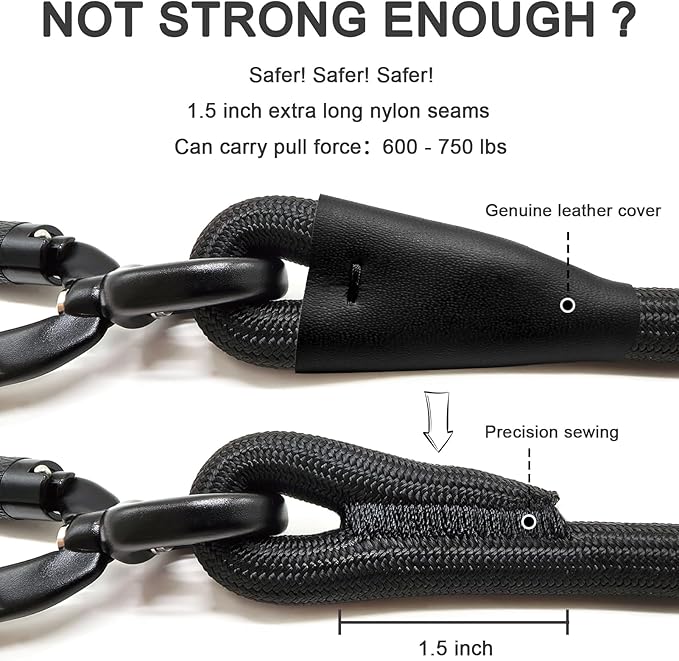 Rope Dog Leash with Two Handles, 6 Foot Heavy Duty Dog Leash with Aviation Aluminum Auto Locking Carabiner, Strong Nylon Pet Lead for Small, Medium, Large Dogs (Brown, 6FT-Two Handle)