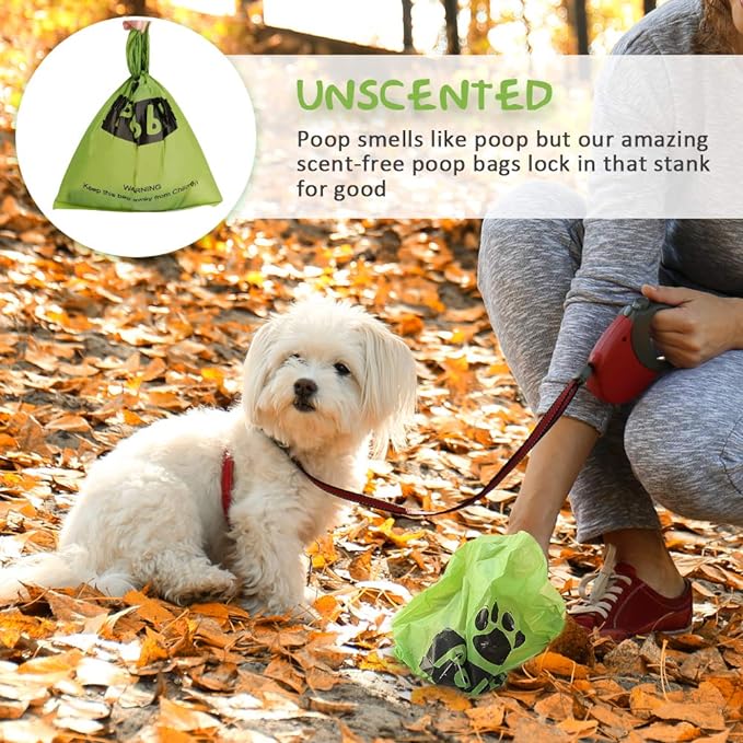 Poop Bags for Dogs, 225 Count Dog Bags for Poop, Unscented 15 Refill Rolls, 9" X 13" Thick Doggy Bag by PobbY