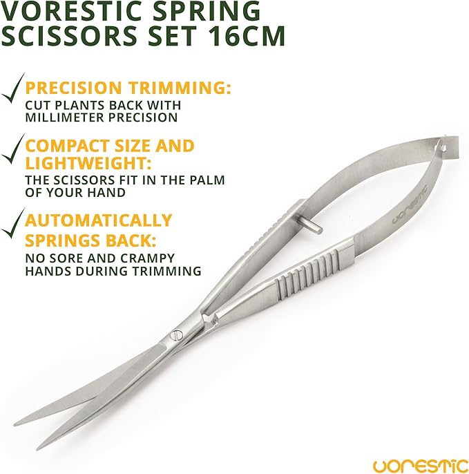 Aquarium Spring Scissors, 6.3 Inch Aquarium Scissors Spring, Aquascaping Spring Scissors, Terrarium and Aquarium Scissors, Aquarium Scissors for Plants