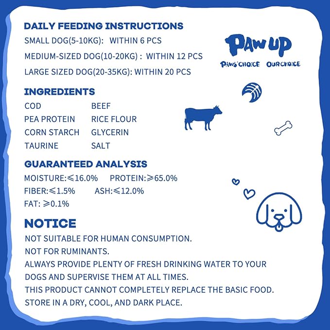 Dog Treats Training Rewards, Beef Cod Cubes, 1% Taurine Added, 12.5 oz, Rawhide Free, Grain Free, Low Fat Dog Training Rewards and Snacks, No Additives