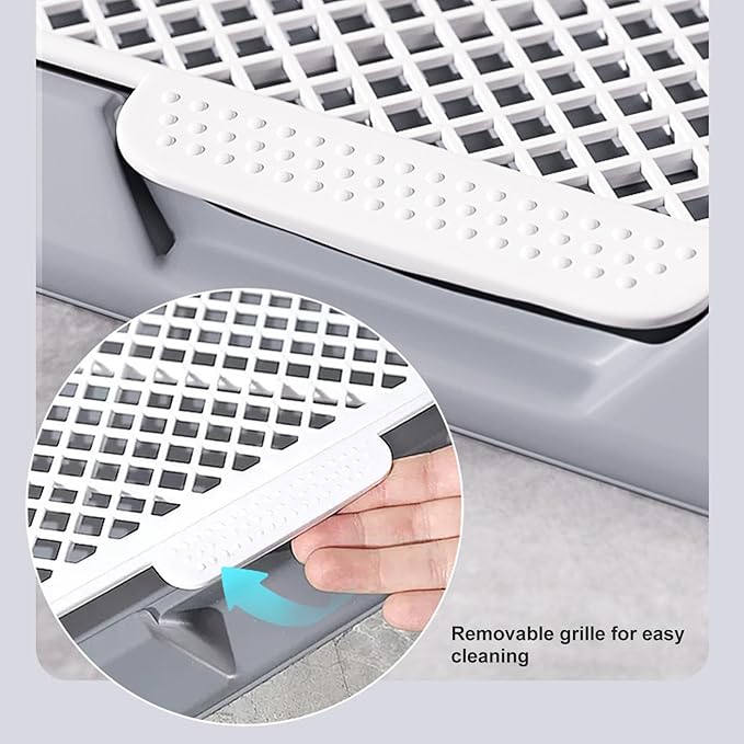 Fabater Dog Potty Toilet Training Tray, Portable Multifunctional Mesh Puppy Training Toilet Pad Holder with Bafflel for Small Dogs Puppies (Gray)