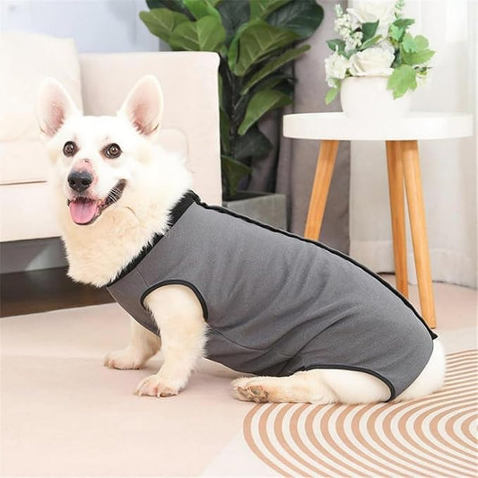 Dog Surgery Recovery Suit,Abdominal Surgical Suit for Dogs,Recovery Suit for Dogs,Prevent Licking Surgical Wound Dog Cone Alternative Grey L