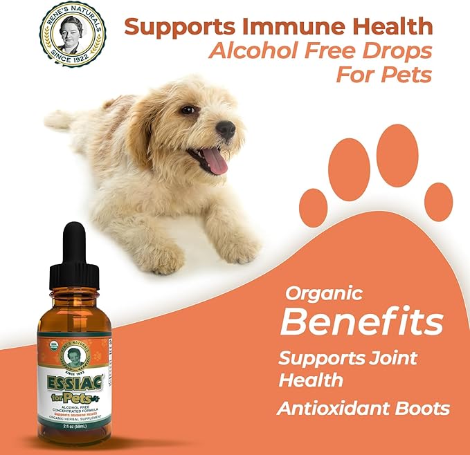 Essiac for Pets | USDA Organic | Daily Drops for Immune Support and Longevity | Pre-Measured Dropper | Alcohol Free Concentrated Formula | 2oz (59ml)