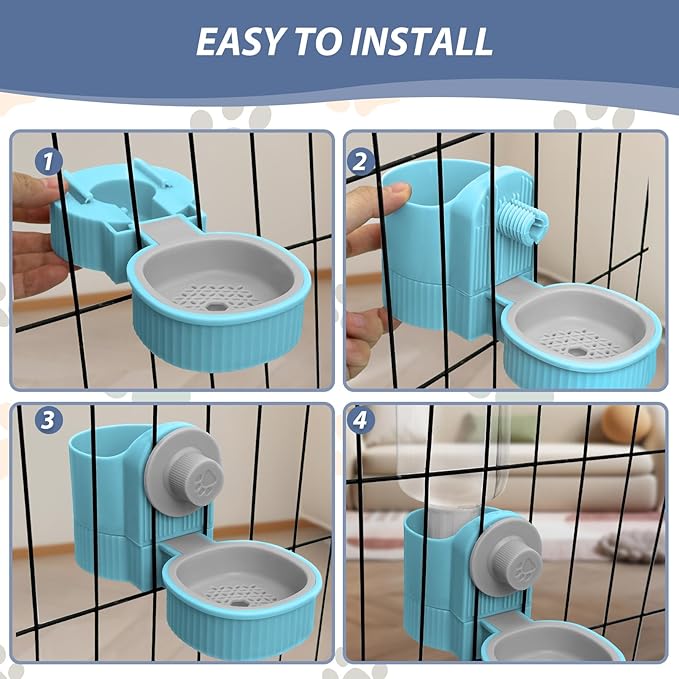 Fhiny Rabbit Water Bottle, 18oz Hanging Guinea Pig Water Bottle No Drip Gravity Bunny Water Dispenser for Cage Automatic Rabbit Waterer for Bunny Guinea Pig Chinchilla Ferret Cat Puppy