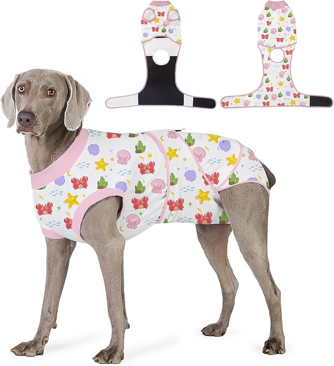 Recovery Suit for Dogs After Surgery, Professional Dog Surgical Suit for Female Spay, Male Neuter, E-Collar & Cone Alternative Dog Onesie for Abdominal Wounds Skin Disease, Jellyfish, XL
