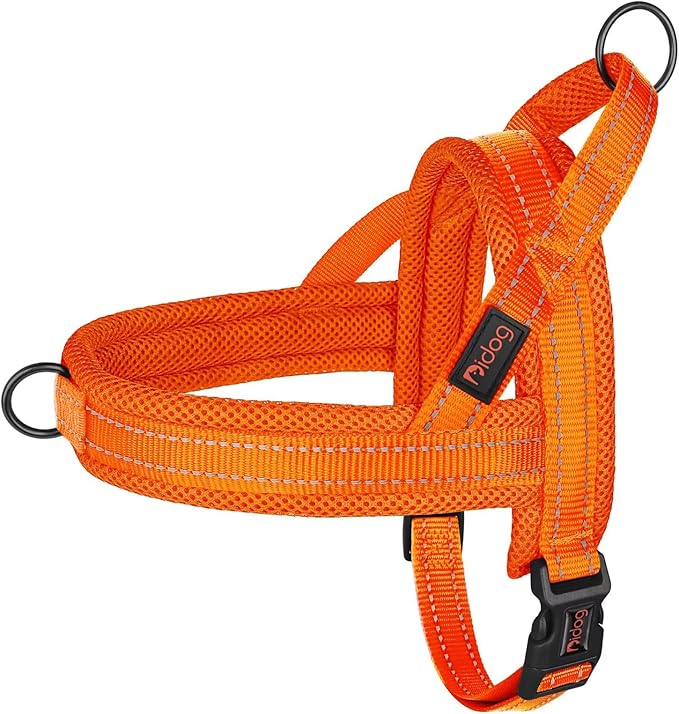 Didog No Pull Dog Harness with Soft Mesh Padded,Reflective & Quick Fit Light Weight Dog Strap Vest Harness,Easy for Walking Training (M:Chest 21-26", Orange)