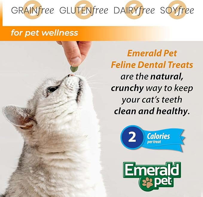 Feline Dental Treats — Tasty and Crunchy Cat Dental Treats Grain Free — Natural Dental Treats to Clean Cat Teeth, Freshen Cat Breath, and Reduce Plaque and Tartar Buildup — Catnip Treats, 3 oz