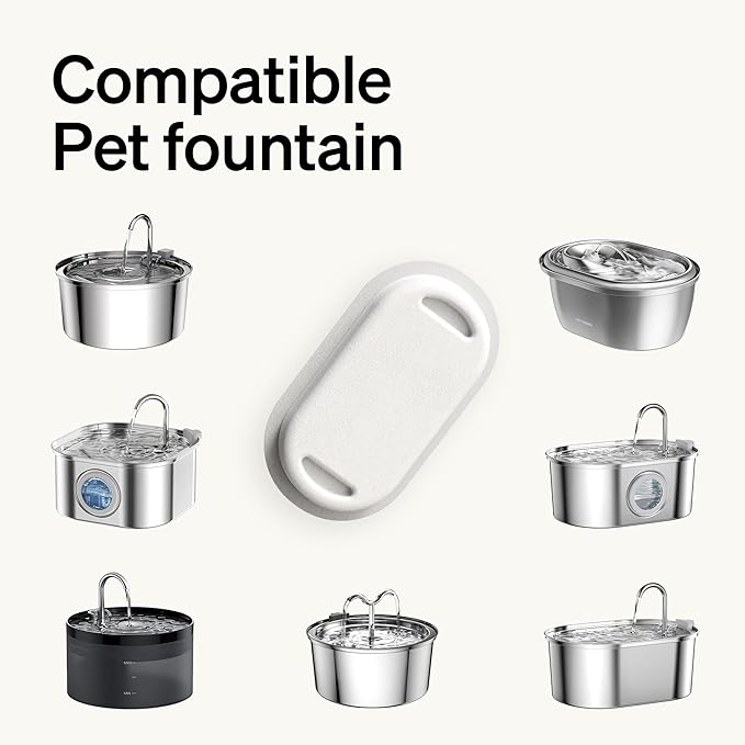 PETLIBRO 4 Pack Replacement Filters for Stainless Steel Cat Water Fountain PLWF003 / PLWF006, Adjustable Water Flow Pet Fountain, Super Quiet Dog Water Dispenser