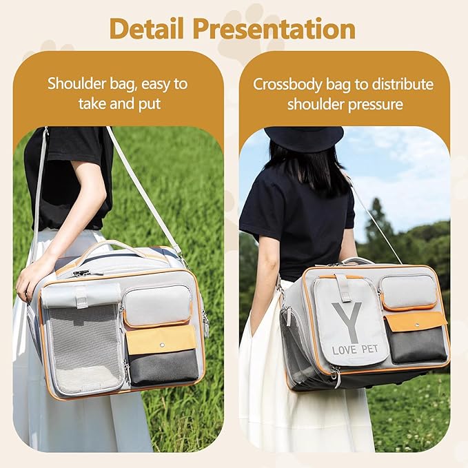 Dog Backpack, Pet Backpack with Upgrade Waist Cushion Design to Better Fit The Waist, Ventilated Soft Cat Backpack for Travel, Hiking, Camping(Gray)