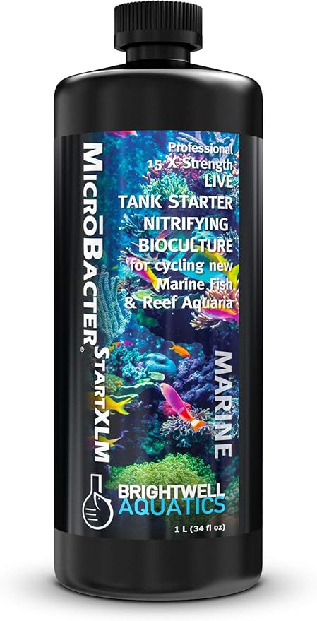 Brightwell Aquatics MicroBacter Start XLM - Concentrated Freshwater Nitrifying Bacteria - Quick Start Fish Tank Starter, Lift Microbe Levels & Water Filtering - Aquarium Water Treatments, 33.8 fl oz