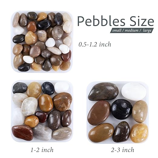 River Rocks for Landscaping, 40lbs Colorful Pebbles for Indoor Plants, 1-2 Inch Decorative Rocks for Planters, High Polished Stones for Vase Filler Fish Tank Garden
