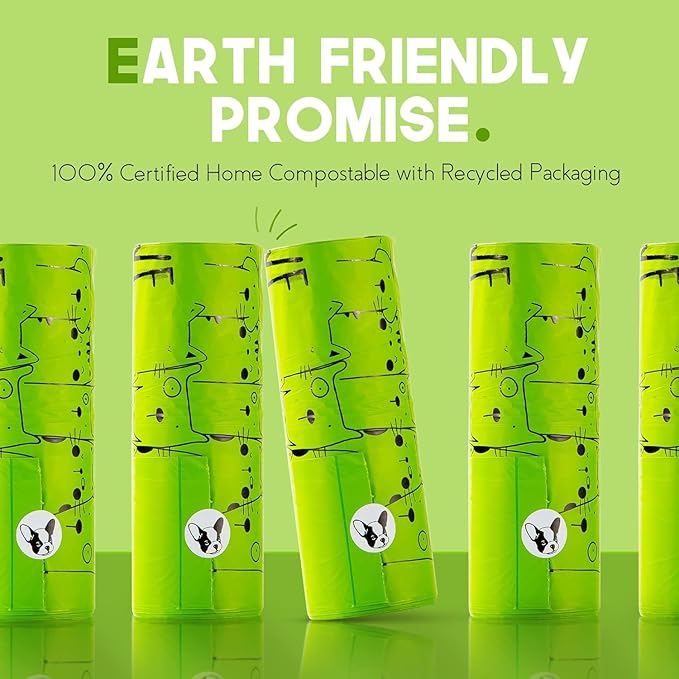 100% Certified Home Compostable Dog Poop Bags with Handles - 10% to Charity - ASTM D6400 & EN 13432 Compliant Large Poop Bags - 240 Bags - Large Pantry Roll of Plant Based Compostable Poop Bags