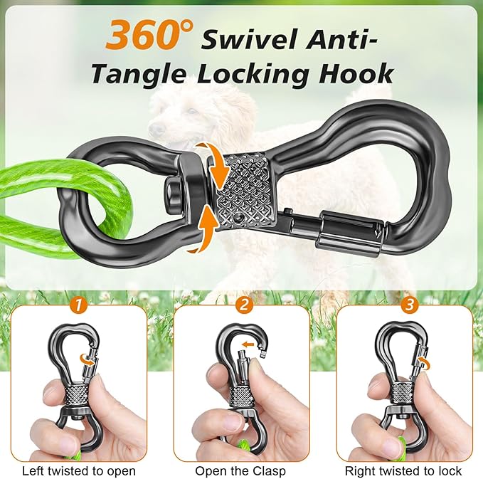 Tresbro 70 FT Dog Tie Out Cable with Spring, Shock Absorbing Tether Chains for Outside Aavilable in 10/15/20/25/30/40/50/70/100/120 FT, Heavy Duty Leads for Yard for Medium & Large Dogs Up to 500 LBS