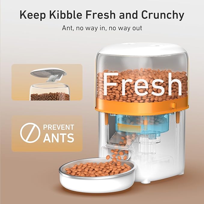 Automatic Cat Feeders - 2L Cat Food Dispenser Easy to Use, Timed Automatic Pet Feeder with Over 180-day Battery Life, 1-6 Meals Dry Food Programmable Portion Control Also for Dogs