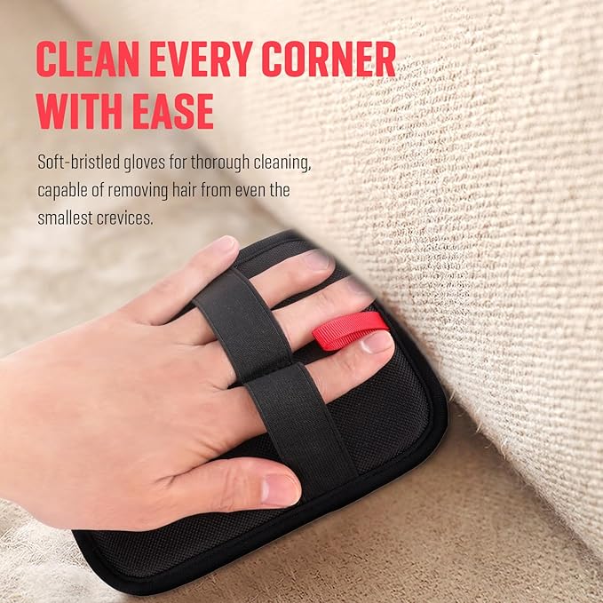 Pet Hair Remover, Electrostatic Pet Hair Removal Gloves, Reusable Cat & Dog Hair Remover for Couch, Furniture, Carpet, Curtain, Upgraded Animal Fur Removal Tool, Cat Grooming Gloves-2 PCS
